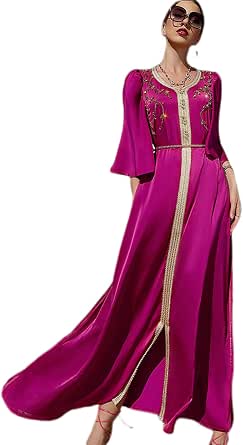 Odizli Abaya Dress for Women Dubai Saudi Bead Moroccan Kaftan Eid Dress