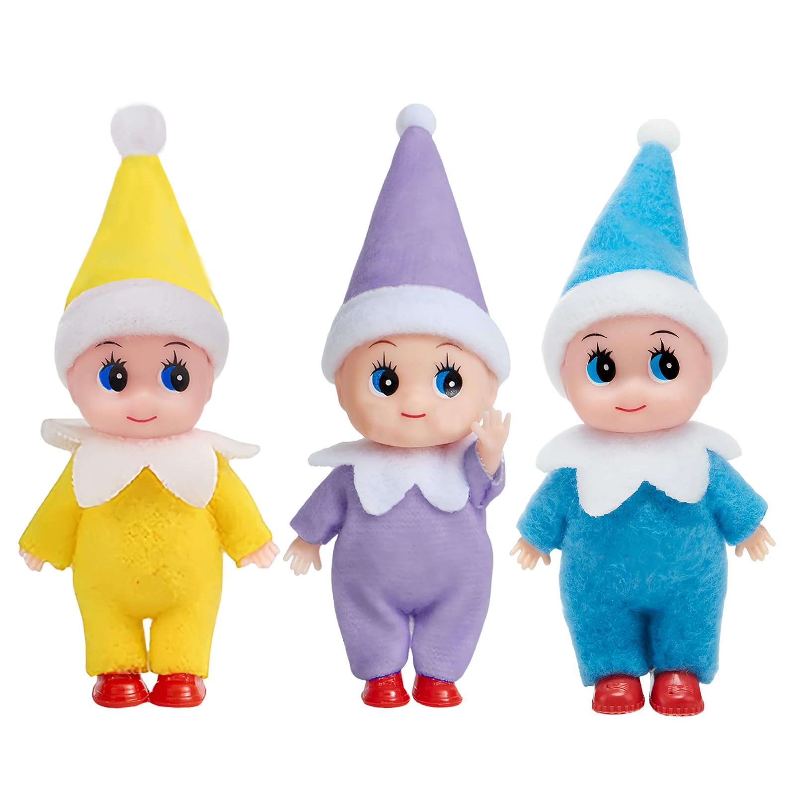 3pcs Mini Christmas Baby Elf Dolls for Girls Boys,Cute Little Elfs Twins Christmas Baby Elves,Small Elf Baby Doll Novelty Toys Tiny Christmas Dolls Elf Accessories for Kids Gift Xmas Stocking Stuffers — image 1