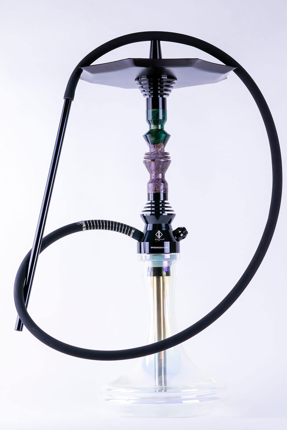 B2 Hookah Precious Cut Collection Green Galaxy Purple Burl Wood INCLUDES MATCHING VASE