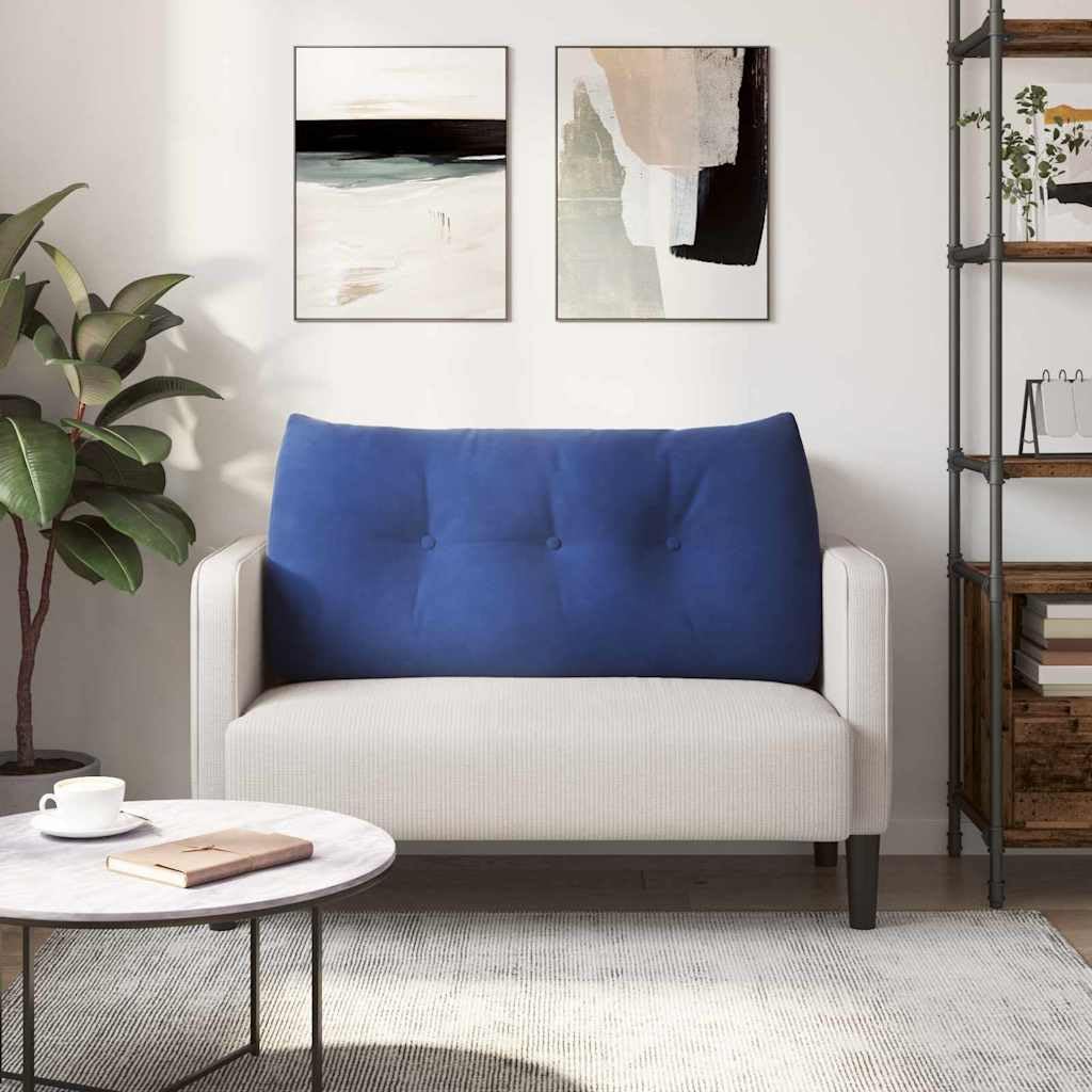 Samt Rückenkissen 100x24x50 cm Bett Lesekissen Polizeiblau | Bequemes Keilkissen mit praktischer Seitentasche und abnehmbarem Bezug für erholsame Momente im Schlafzimmer und Wohnzimmer.