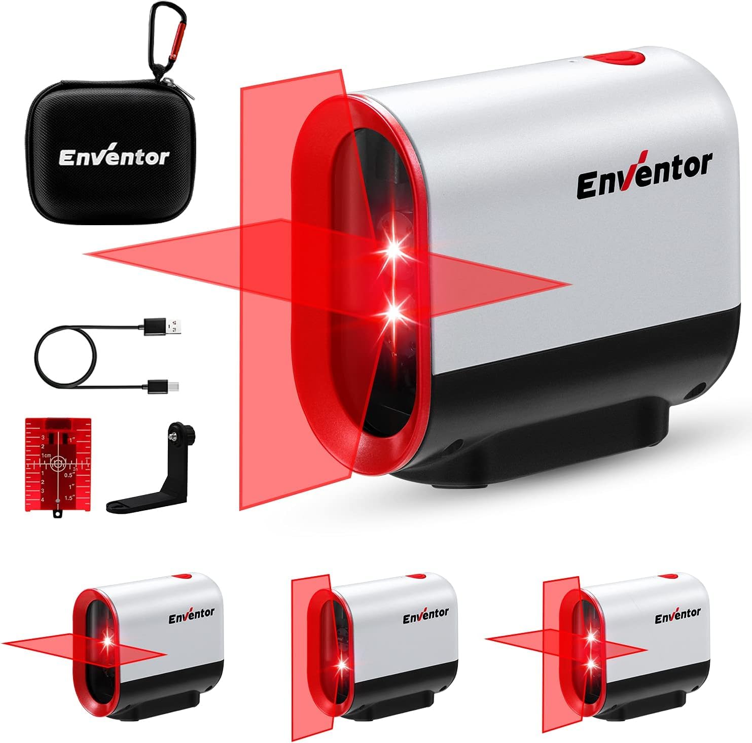 Enventor Nivel Láser Autonivelante de 35M, Nivel Láser Rojo con 3 Modos(Autonivelación, Manual y de Pulso), Base Magnético de 360°, Carga USB, IP54, Profesional De Alta Visibilidad y Precisión Global Recycled Standard Global Recycled Standard Global Recycled Standard
