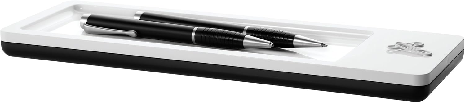 HAN 17650-32, i-Line Pen Tray. Elegant, Attractive Accessory, Premium Quality in high-Gloss Finish with Magnet, White-Black