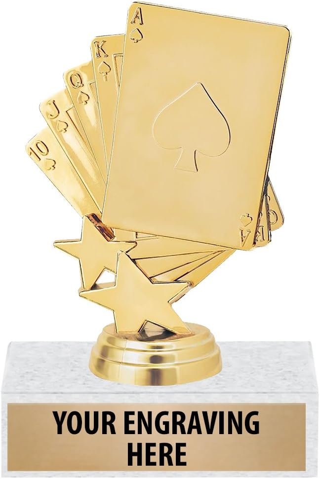 6" Gold Poker Trophies - Personalized Royal Flush Poker Trophy Awards Prime