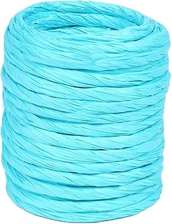 ALLWSLucky 12M Cinta de Papel Rafia, 4 mm Cuerda de Papel Natural, Cuerda Rafia Natural Para Envoltura De Regalos, Artesanía de Bricolaje, Decoración, Floristería (Azul mar, 1 pcs)