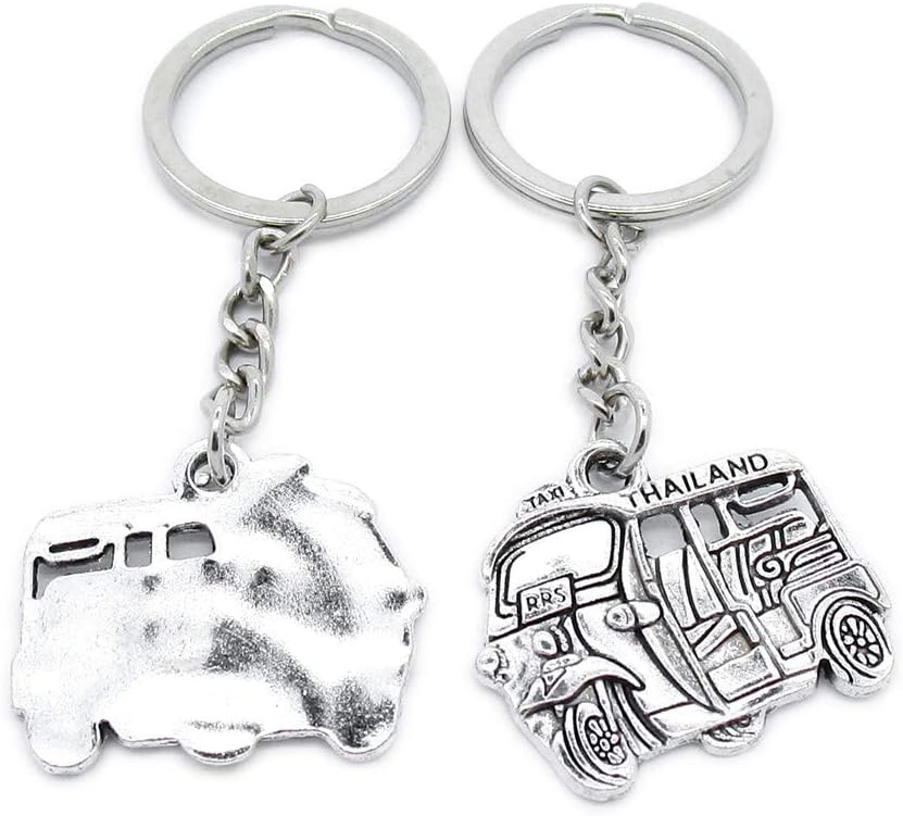 100 Items Metal Keychain Keyring Key Tags Chains Rings Jewelry Bag Charms RC0W0 Thailand Tuk Taxi