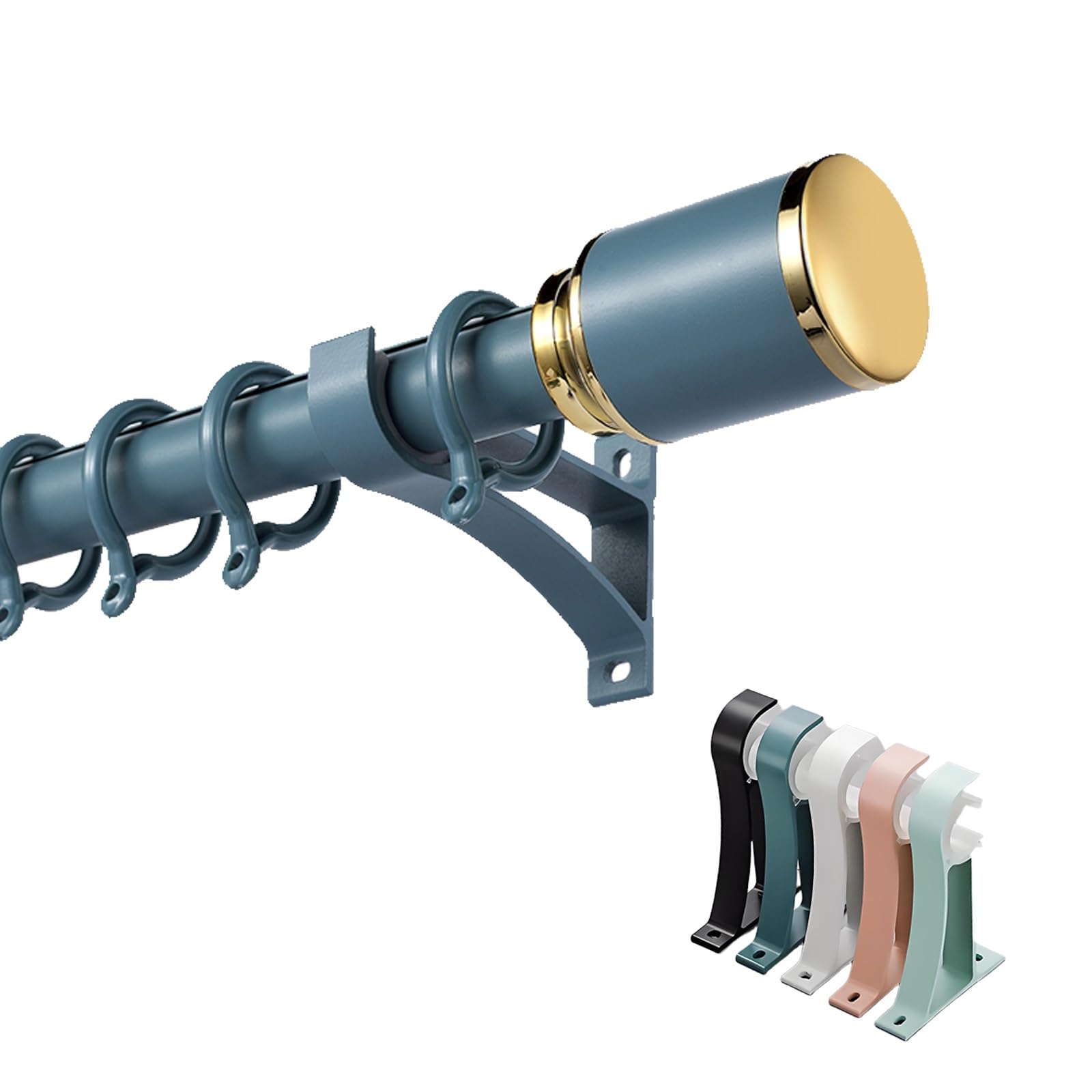 Vorhangschienen aus Aluminium, 100 cm bis 400 cm dekorative Gardinen Stange für Fenster, geräuschlose Gardinenstange für Schlafzimmer, Wohnzimmer und Badezimmer(Blau,200 cm (6.6ft))
