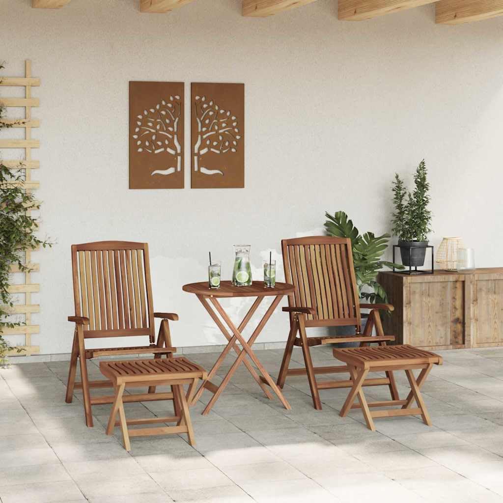 Set di 4 mobili da giardino in legno massiccio di teak, 74,5 x 60 x 104 cm, marrone, design moderno, robusto e durevole, per balcone, terrazza, giardino