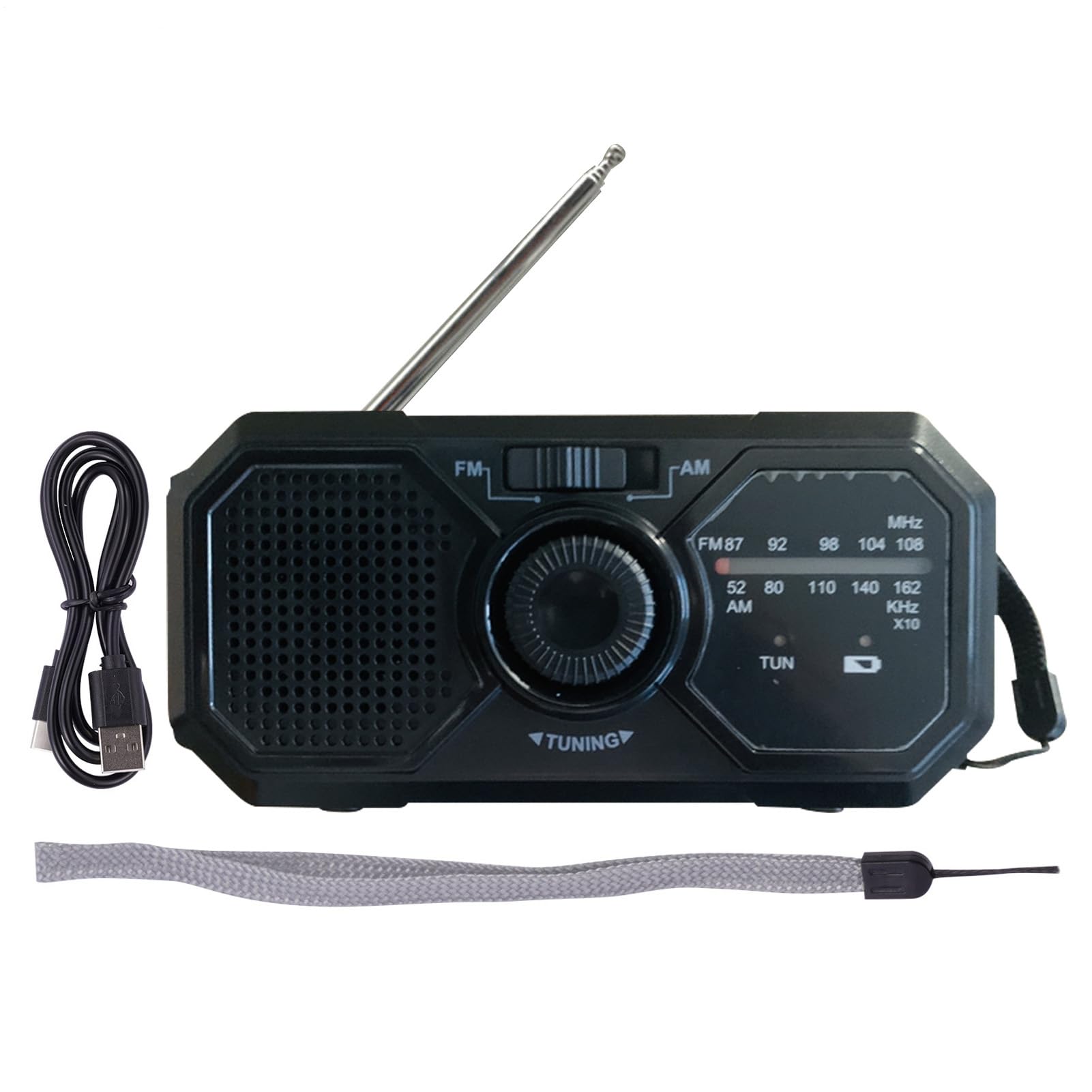 Radio de iluminación de manivela: Linterna LED multifunción, Recarga Solar y dinámica | Radio FM portátil, Cargador de Emergencia USB, Ideal para Acampar, Senderismo, apagones y Supervivencia