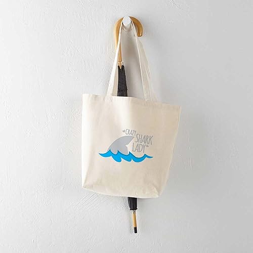 Miniatura 5 de CafePress Crazy Shark Lady Tote Bag Natural Canvas Tote Bag, Cloth Shopping Bag
