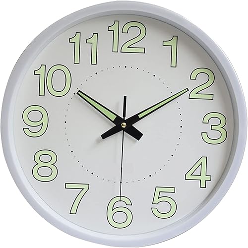 Reloj de pared de 12 pulgadas, reloj de pared que brilla en la oscuridad, reloj de pared de madera silencioso sin tictac, reloj de pared decorativo
