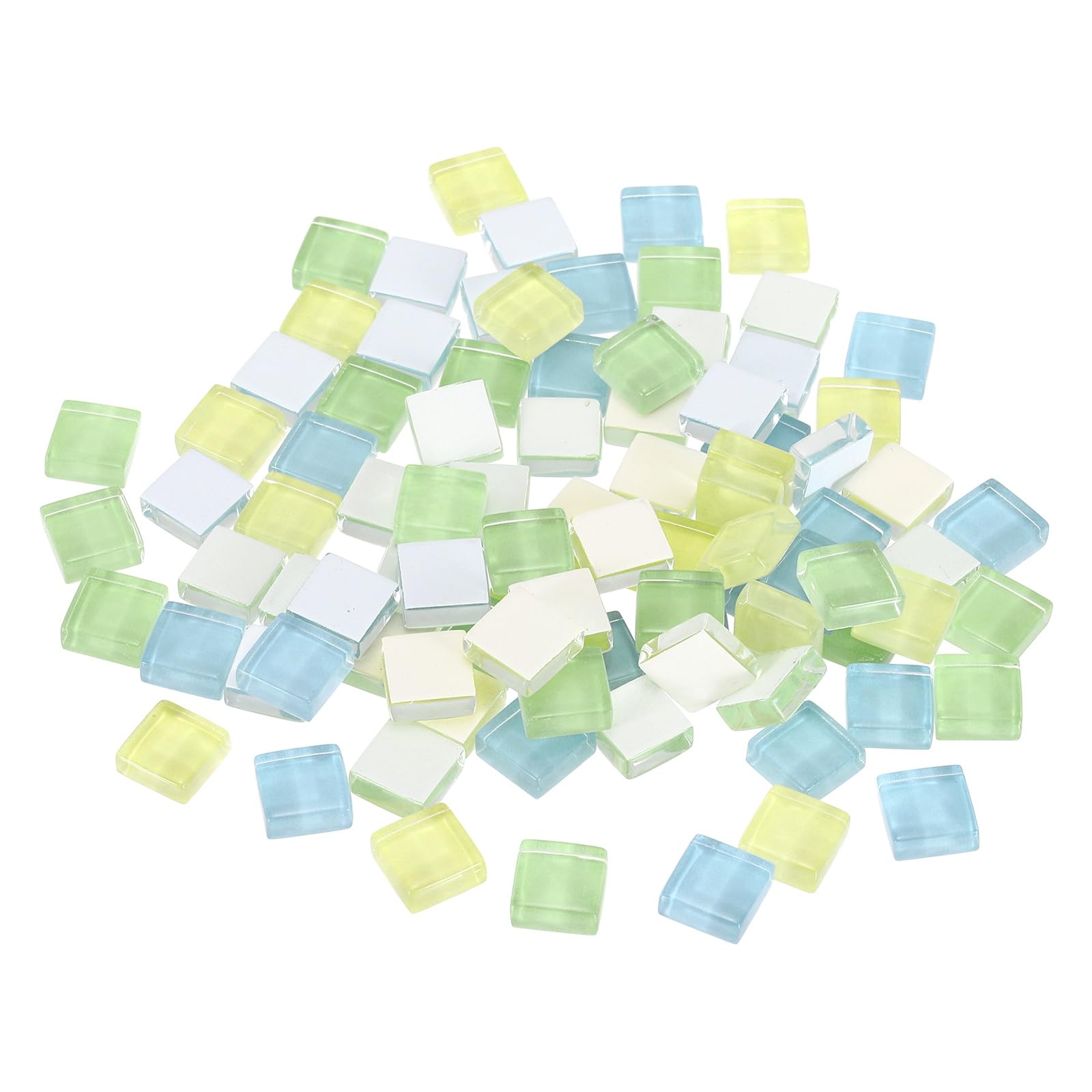 sourcing map Mosaic Tiles, 1 x 1cm Micro Glass Tiny Mini Mosaic Tile DIY Hobbies Handmade Crystal Free Stone Craft Material Creativity (Light Blue Green Series Pack of 110)