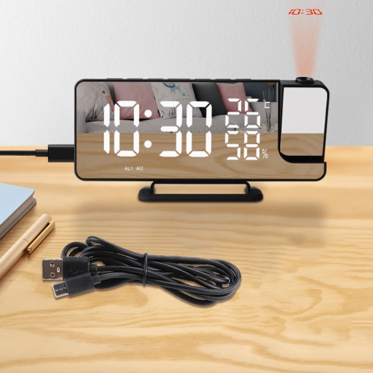 Artibetter Projektionswecker aus Kunststoff mit LED Anzeige und Digitaluhr