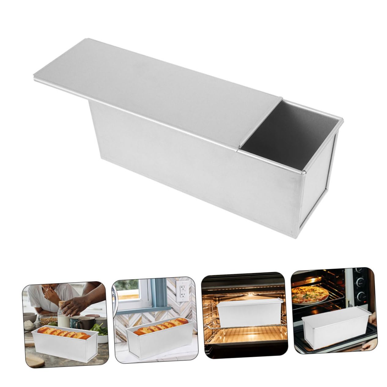 Molde para Pan con Tapa Deslizable de Aleación de Aluminio para Hornear Tostadas con Calentamiento Uniforme y Gran Capacidad Adecuado para Cocina y Panadería