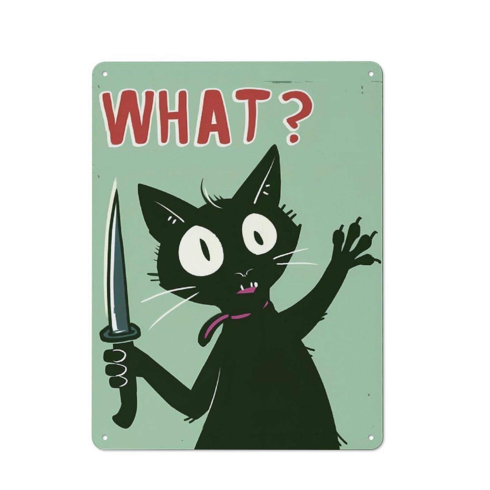 Vintage Metal Sign 40x30cm Featuring Crazy Cat, Home Bar Decor for Cafe, Pub, Workshop Or Home Bar