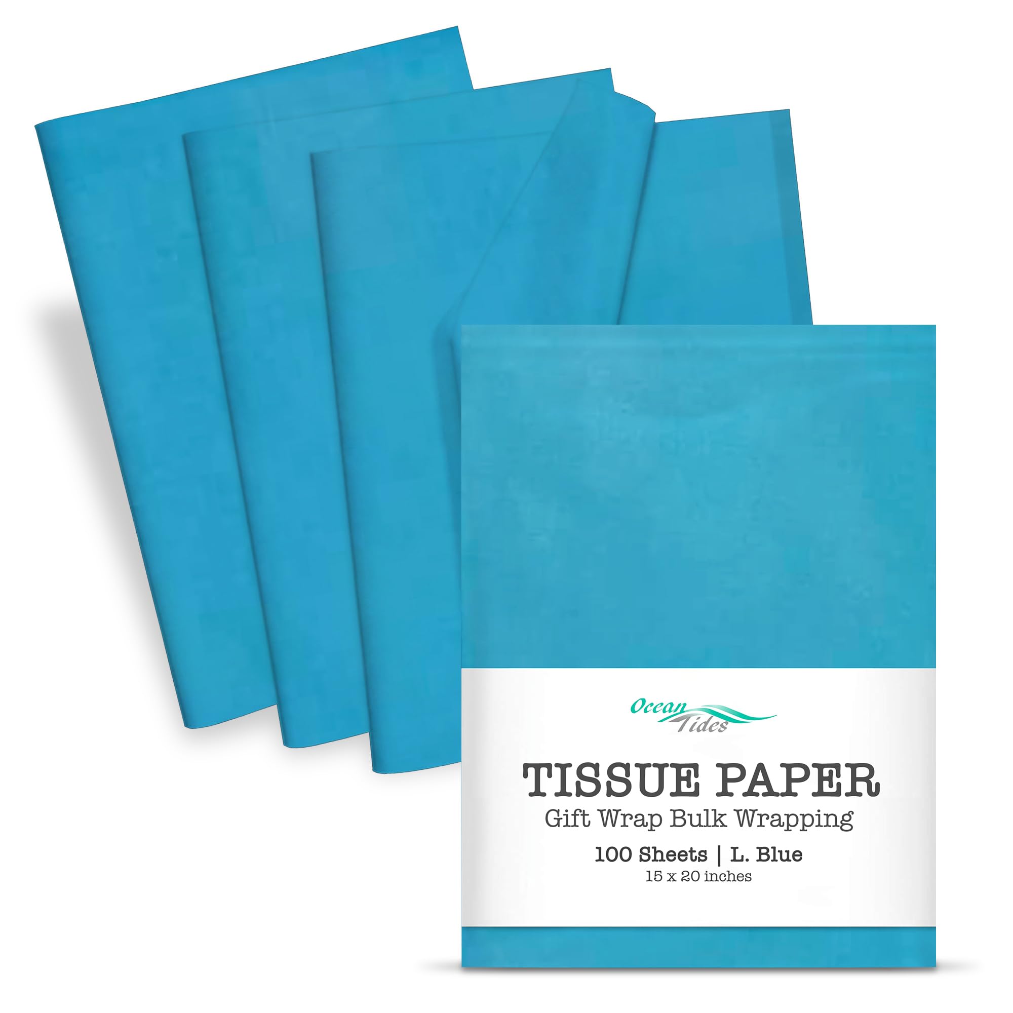 Tissue Paper for Gift Bags - 100 Sheets 14x20in Wrapping Paper, Light Blue