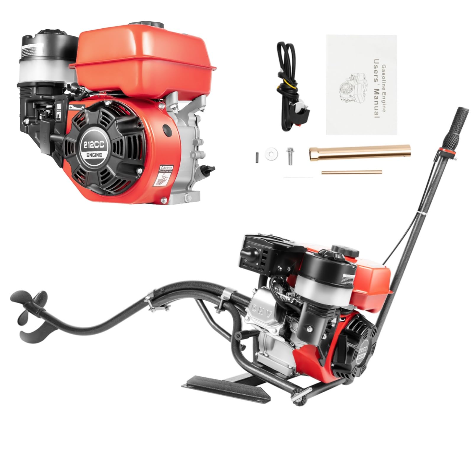 7.5 PS 4Takt Außenborder Motor, 212ccm Heavy Duty Luftgekühlt TCI Außenborder Luftkühlung Elektromotor Benzinmotor Bootsmotor für Schlauchboote, Fischerboote