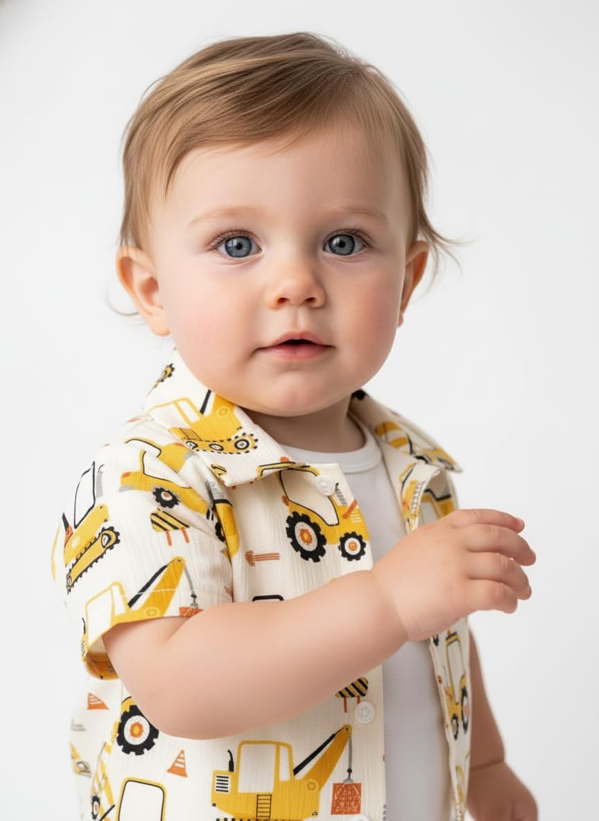 EMBLIKA Baby Boys And Girls Casual Printed Pattern Shirt -Short | kids clothing| cotton set | Boys co-ords set|Baby Boy Clothing Set 3