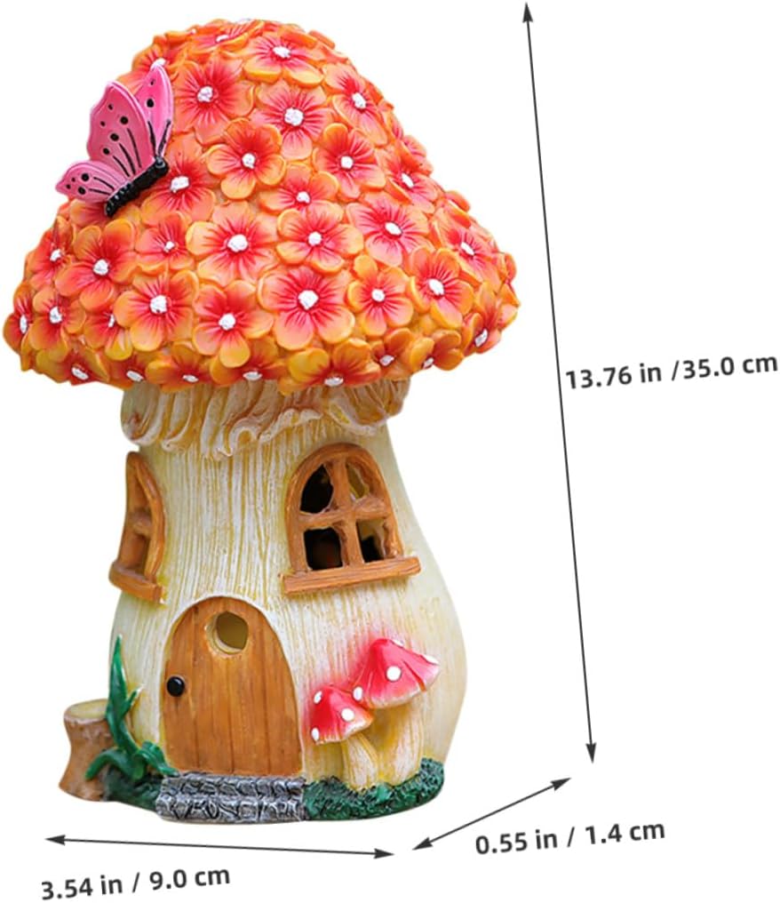 DOITOOL Solar Mushroom House Garden Light Outdoor Lawn Resin Figurine Lamp for Yard Decor Waterproof Solar Outdoor Lighting