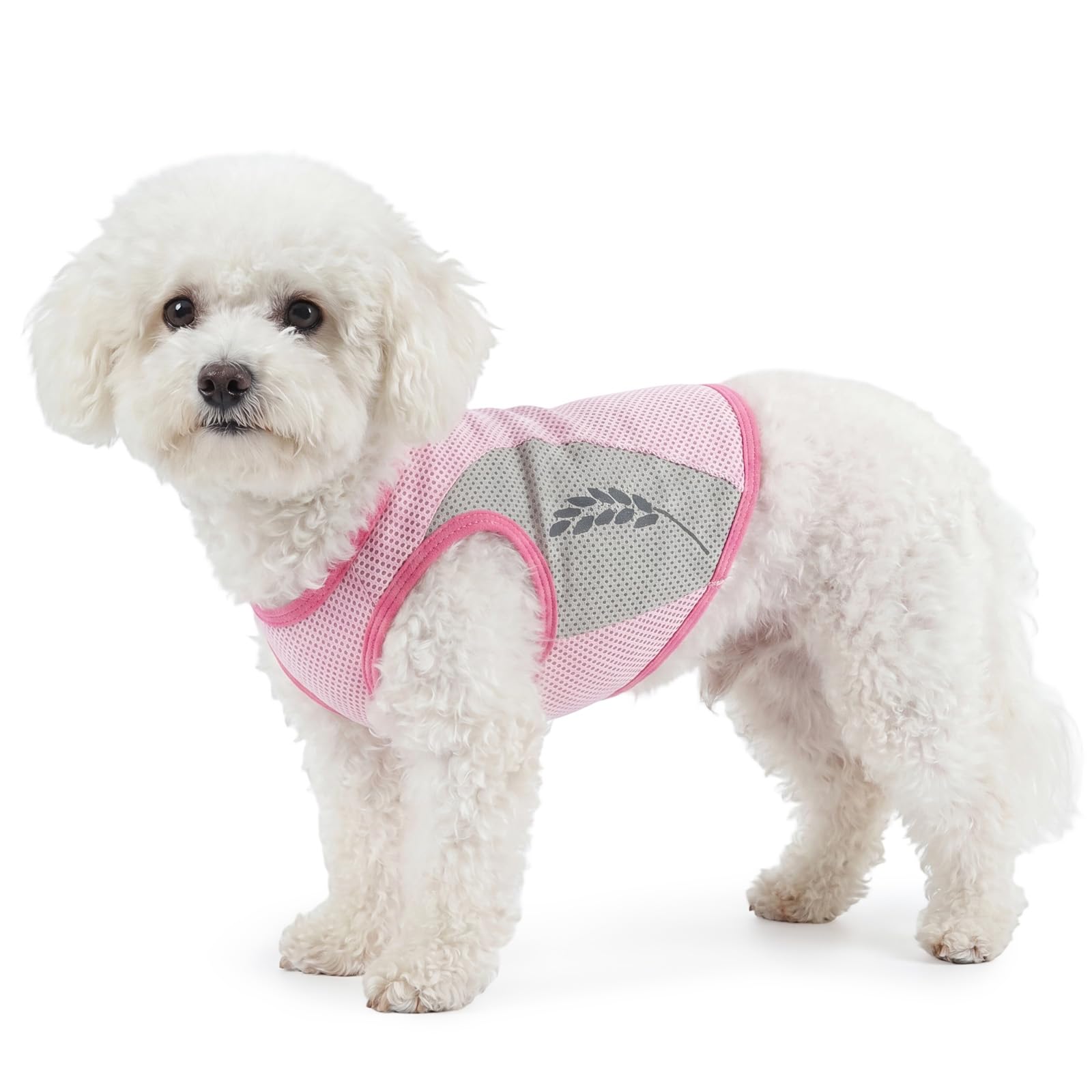 Dog Cooling Vest, Breathable Mesh Dog Cooler Jacket Elastic Sun-Proof Ice T-Shirt Summer for Hot Weather with Reflective Strip for Outdoor Activities(Pink, L)