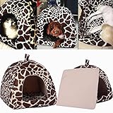 Demiawaking Weiche Haustier Schlafsack Hundehütte Katzenhöhle Hund Katze Haus (S, Leopard Farbe)
