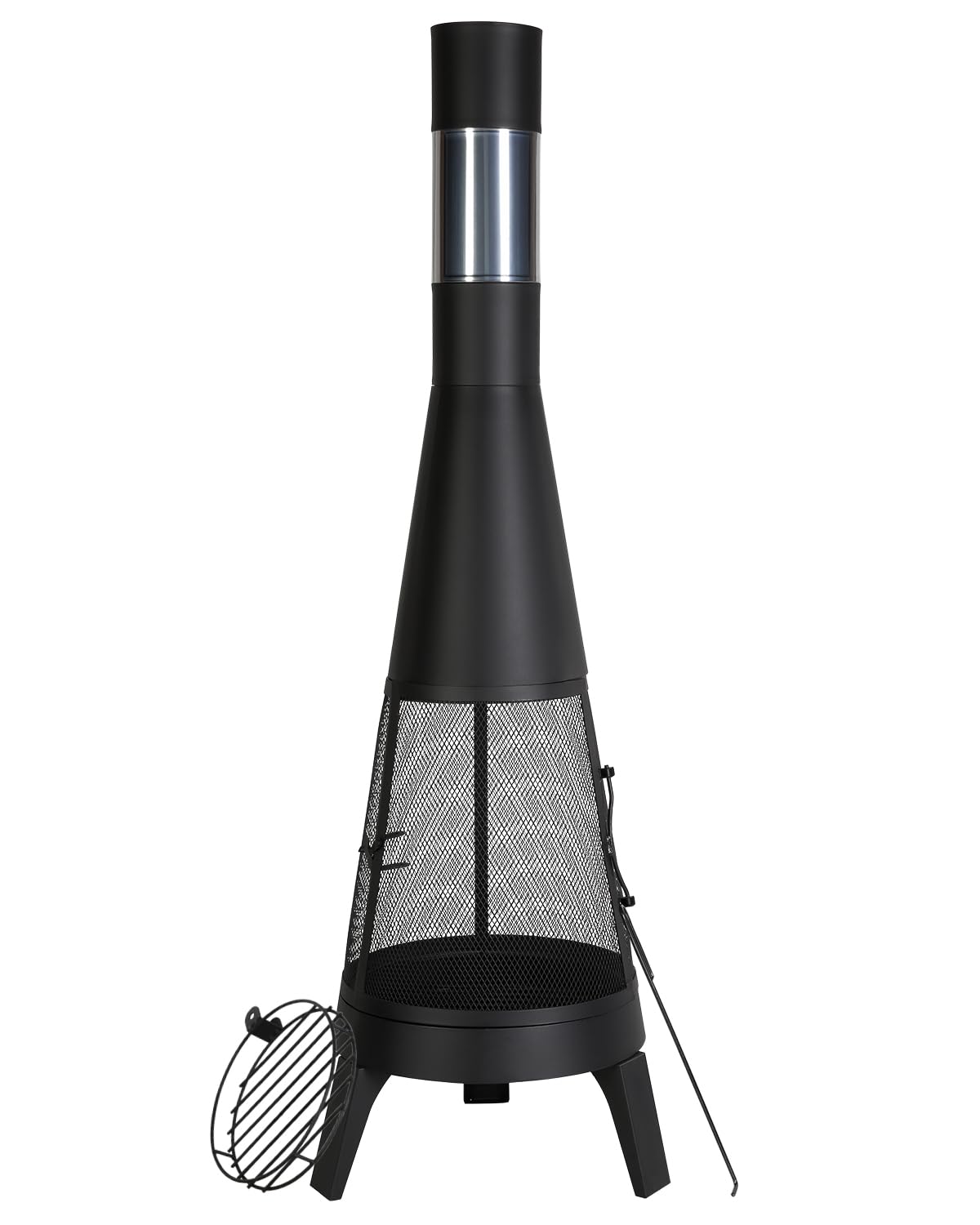 VEVOR Chiminea, 20 Inch Outdoor Wood Burning Firepit, Conical Fireplace for BBQ & Warming