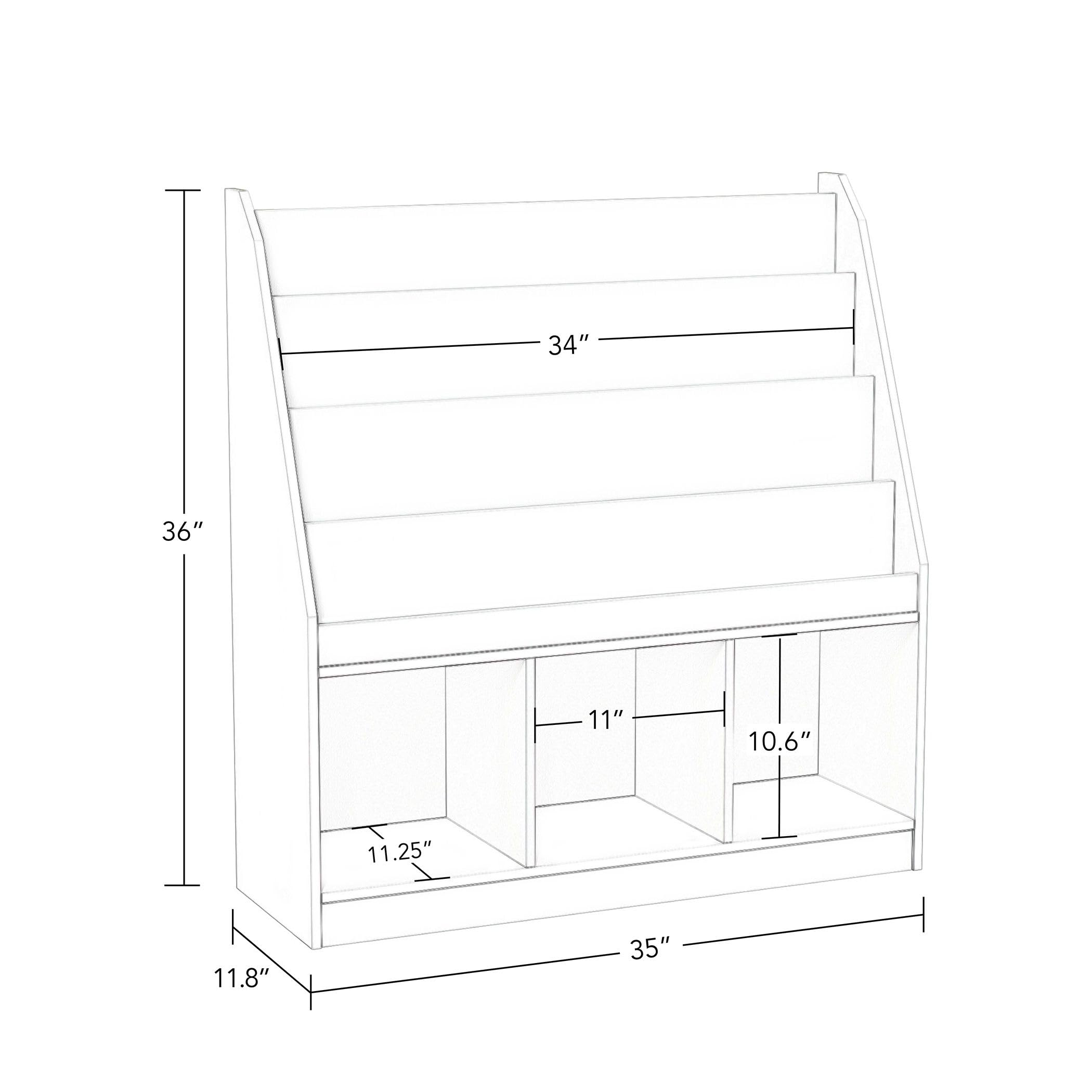 RiverRidge Kids Bookrack with Three Cubbies and 2 Aqua Bins