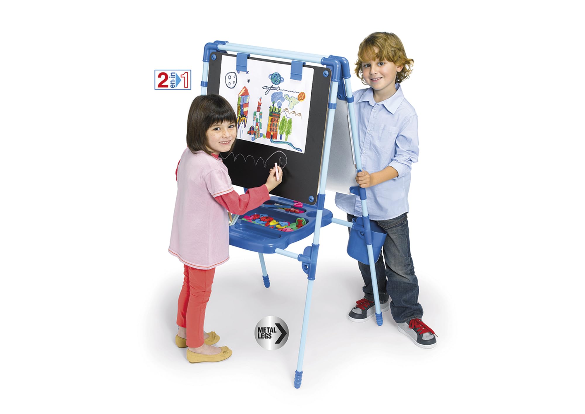 Chicos - Lavagna Per Bambini Con Cavalletto | Lavagna Magnetica 2 In 1 Reversibile | Giochi Educativi Scrittura | Include 49 accessori | Gioco per bambini dai 3 anni (52112)