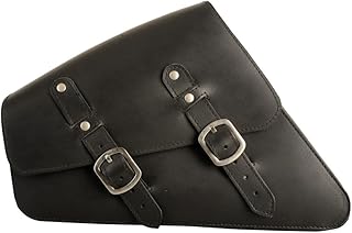 Buffalo Bag - Borsa da moto per il lato sinistro per Harley Davidson Sportster (dall'anno di costruzione 2003), in cuoio, colore: nero, 6 l