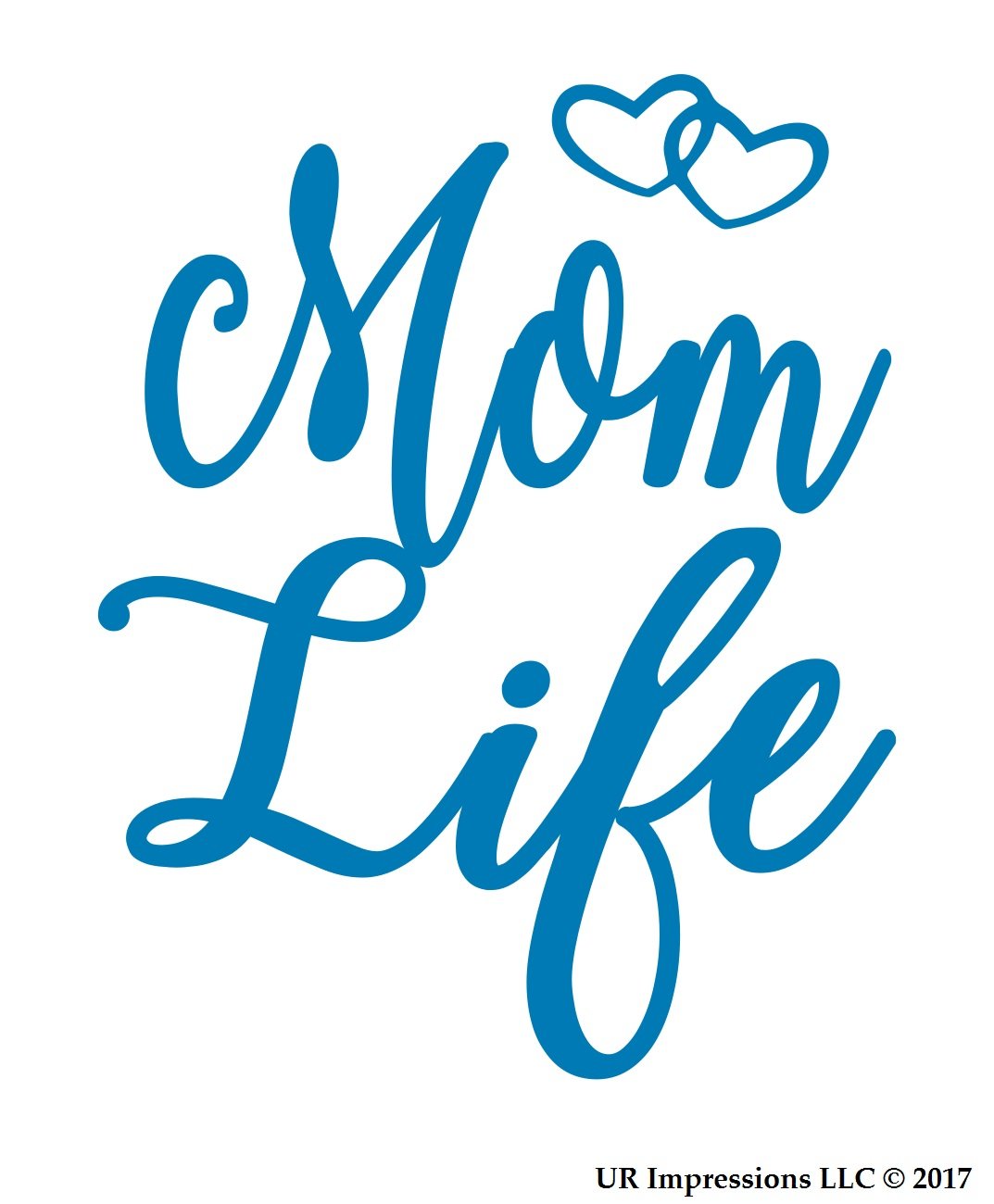 ABlu Mom Life Dual Heart Decal Vinyl Sticker Graphics|UR Impressions|Car Truck SUV Van Wall Window Laptop|Azure Blue|5.5 X 4.4 Inch|URI305-AB