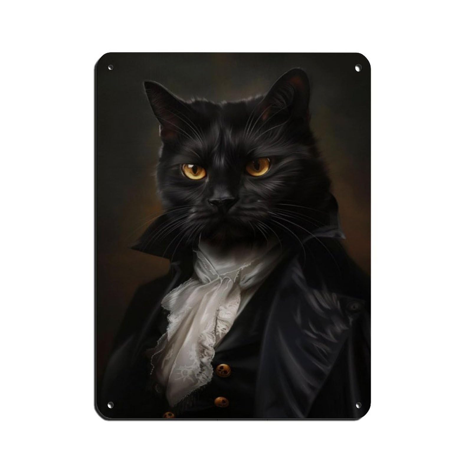 Gothic Cat in Suit Vintage Poster, Tin Sign Vintage Metal Pub Club Cafe Bar Home Wall Art Decoration Poster Retro 12x16inch(30x40cm)