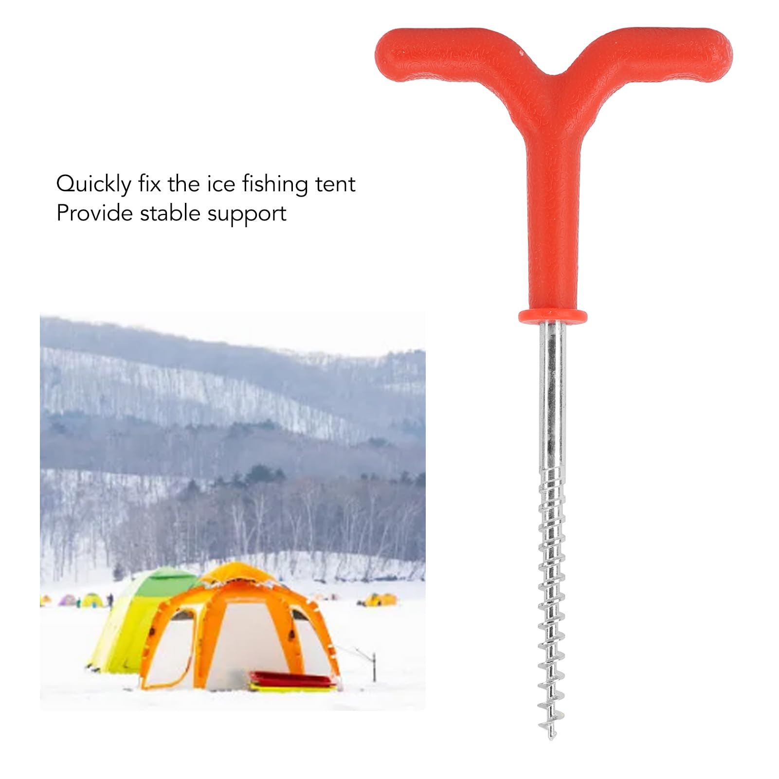 5 Stück Eisfischen-Zelthering, Eisschrauben, Befestigungspfahl, Schnellbohrer für Zeltbefestigung, Hering, Rot, 18,5 cm