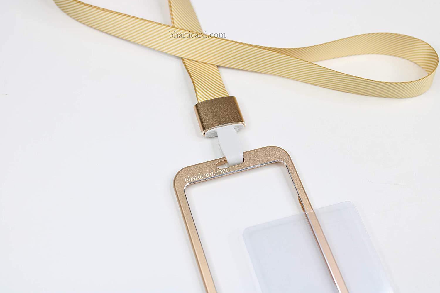 Abha i Cards-Natural Hard Metal (Aluminum Alloy) ID Card Holder/Badge with Scratch Guard for Office ID Card Pack of 3Pcs. (Vertical) (Rose Gold) 1