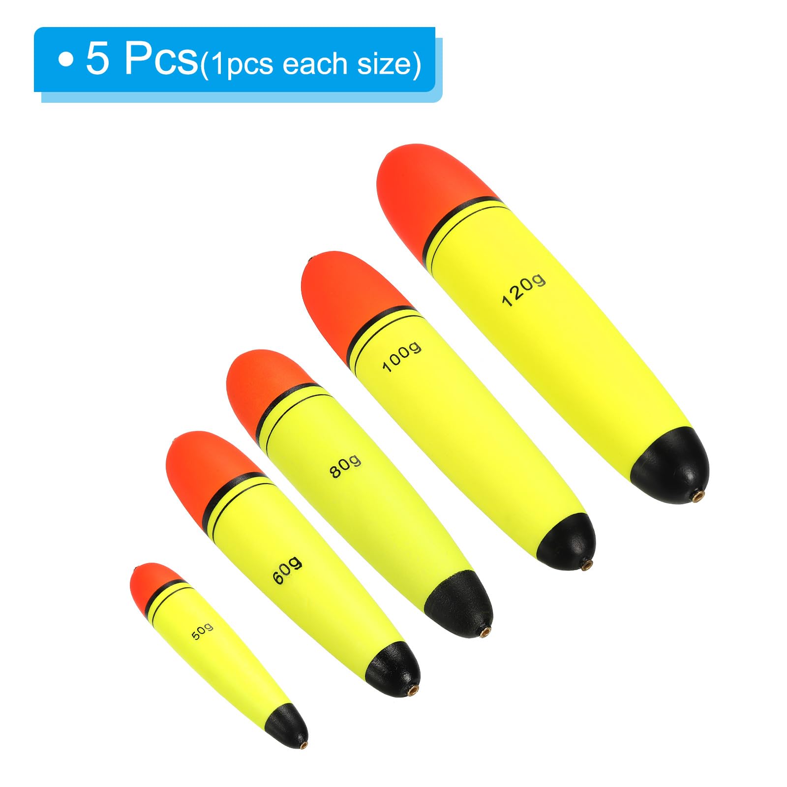 PATIKIL 1.8oz - 4.2oz Fishing Slip Bobbers, 5 Pack EVA Fishing Float for Sea Fishing Freshwater Yellow, Multicolor - Image 3