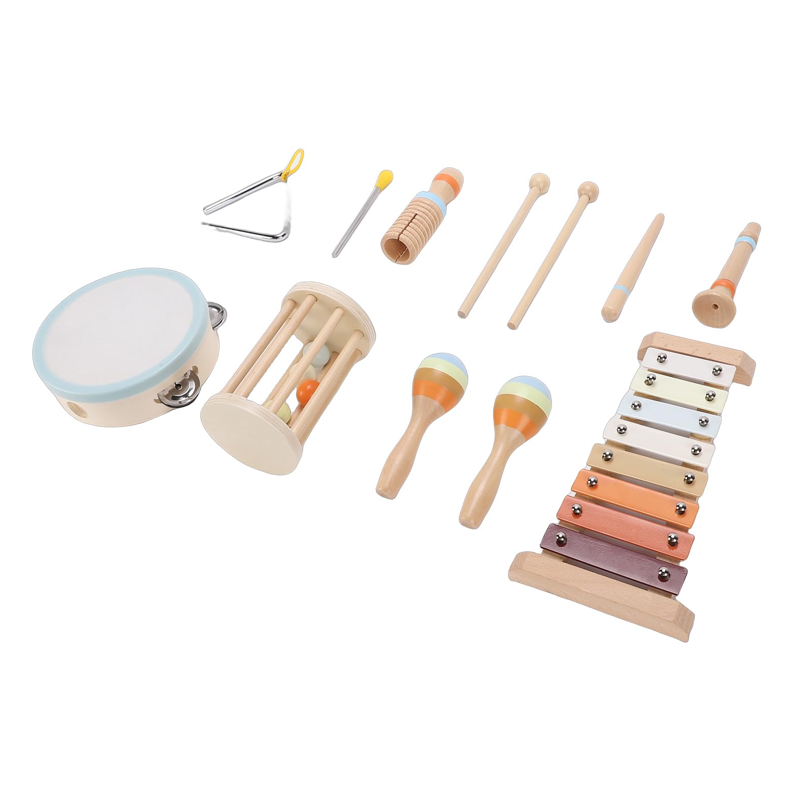 Generic Set di Strumenti Musicali Educativi per Percussioni Musicali in Legno per Bambini Aula in Legno di Faggio 13 Pezzi