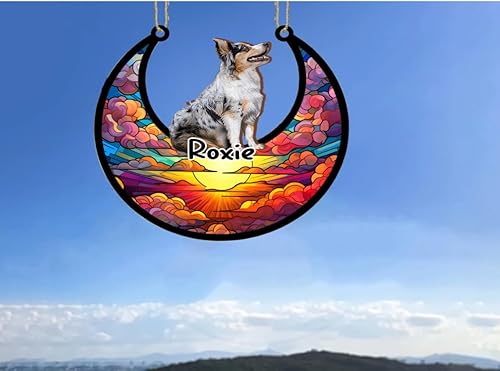 Vista 495 de LOVELYPOD Adorno de Navidad personalizado de perro pastor alemán, atrapasoles conmemorativo, adorno de Navidad de pastor alemán con nombre, pérdida