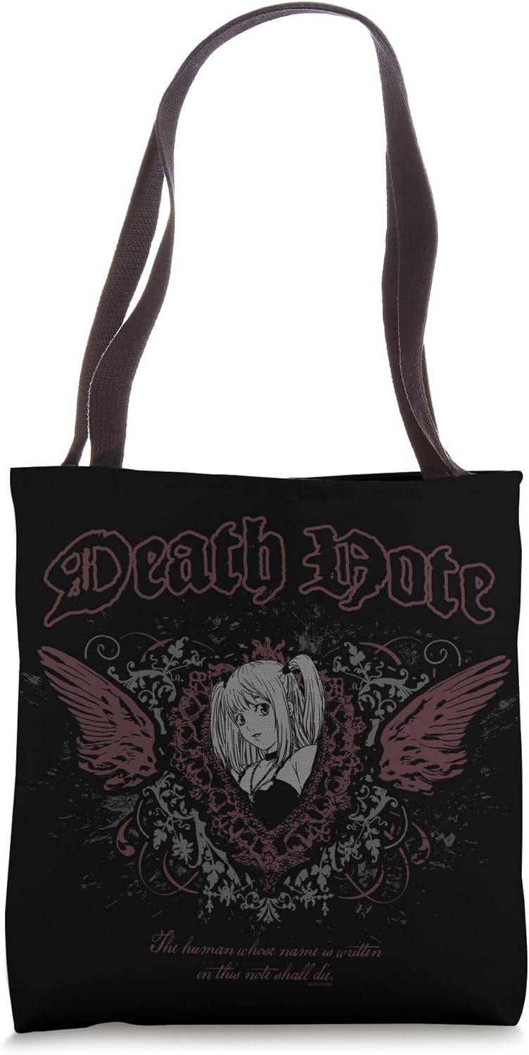Death Note Misa Amane Retro Goth Winged Heart Anime Tote Bag