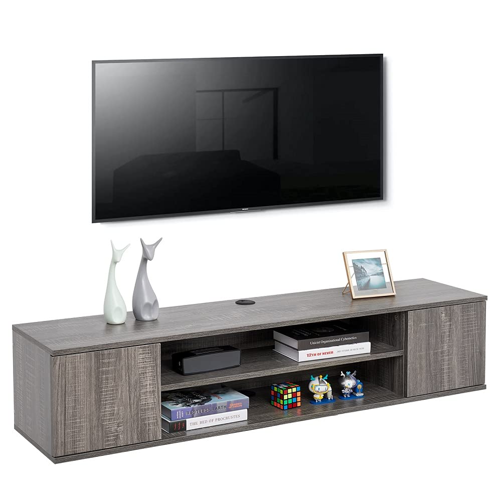 Buy Meerveil Floating TV Unit, Wall ed TV with 2 Shelves and 2
