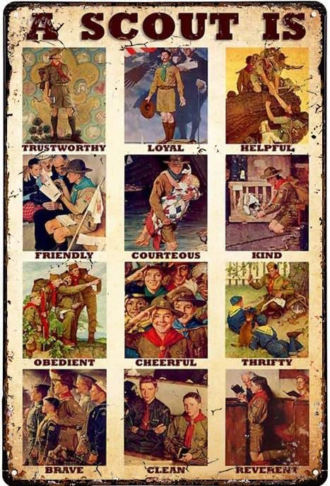 Vintage Metal Tin Sign A Scout Law Retro Metal Tin Sign Vintage Sign Outdoor Indoor Wall Panel Decor 12x8 Inch, ZJTP02