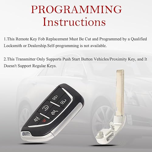 Miniatura 3 de MechanMagic Llavero inteligente de repuesto para Cadillac Escalade 2021 2022 2023 2024 YGOG20TB1 Control remoto de entrada sin llave 6 botones