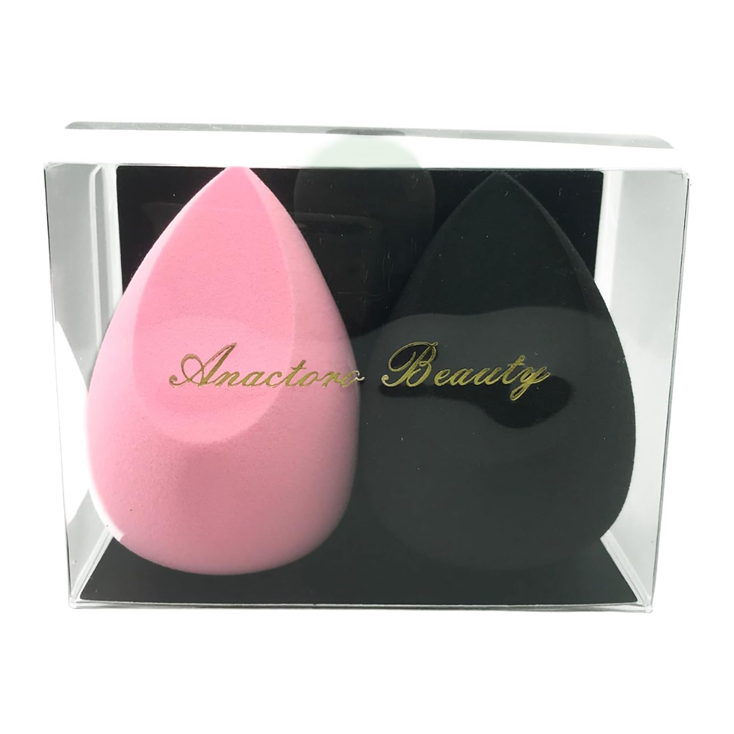 Beauty - Travel Makeup Sponge Set - Your Secret to Effortless Make up Magic! 3pcs Blender for Liquid, Cream and Powder, Latex Free & Vegan Sponge (Pink-Black)