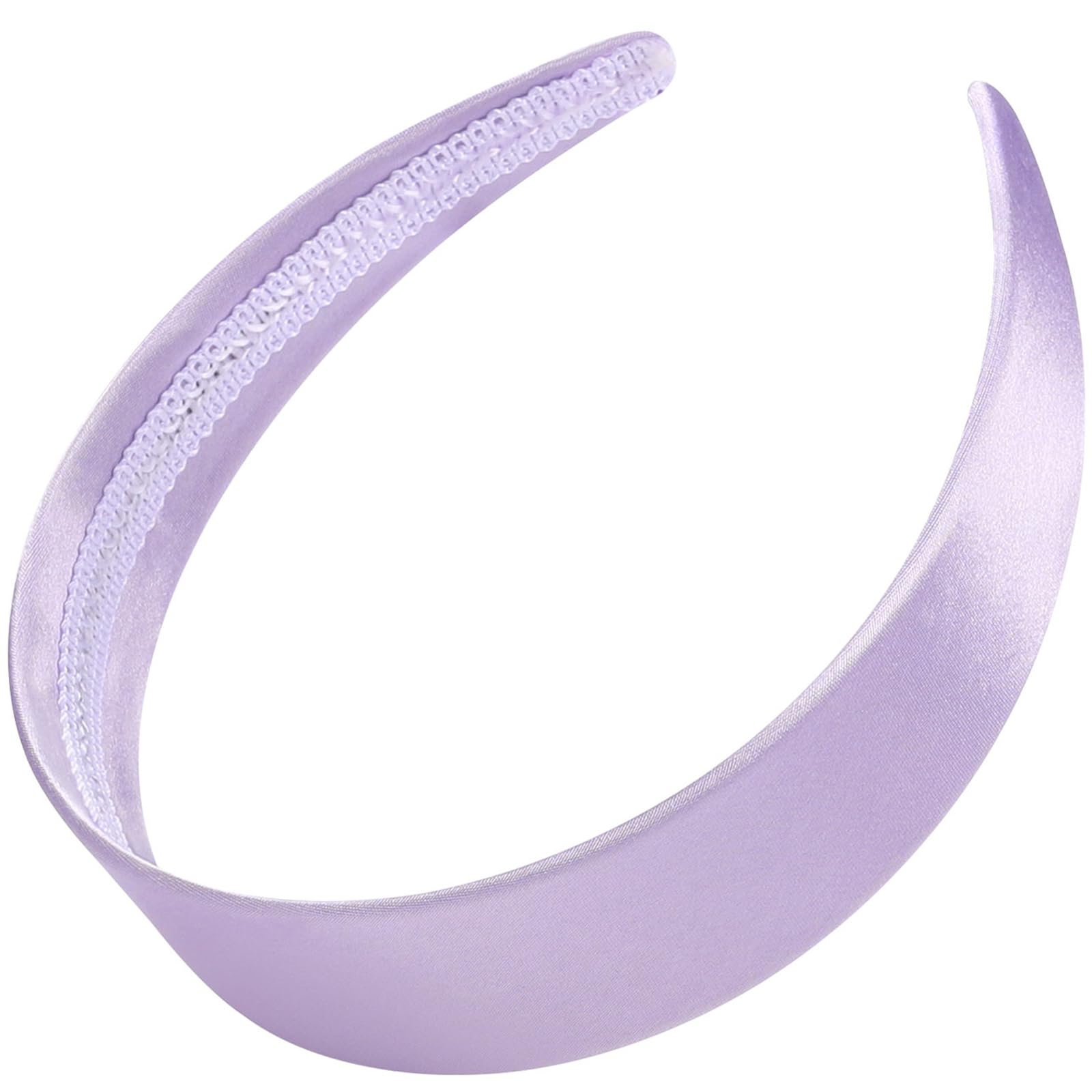 WantGor 1.6 Inch Wide Headbands Silk Satin Plain Headband for Women, Non Slip Solid Hair Bands Hair Accessories Cosplay DIY Holiday Head Band (Purple,