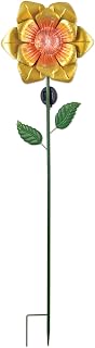 Sunset Vista Design Solar Garden Stakes - Fiber Optic Poppy Decorative Garden Stake with Sensor, 48-Inch Tall, Yellow