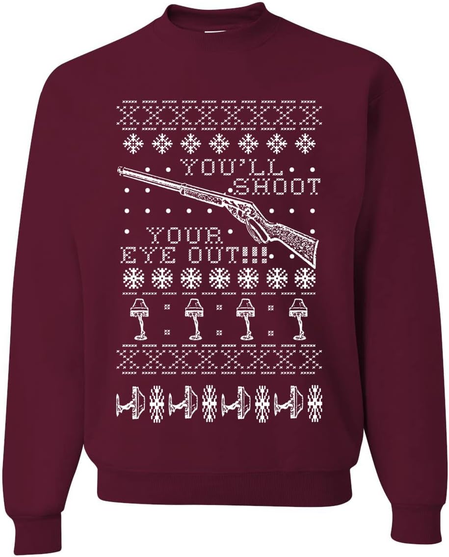 Wild Bobby You'll Shoot Your Eye Out Ugly Christmas Sweater Unisex Crewneck Graphic Sweatshirt