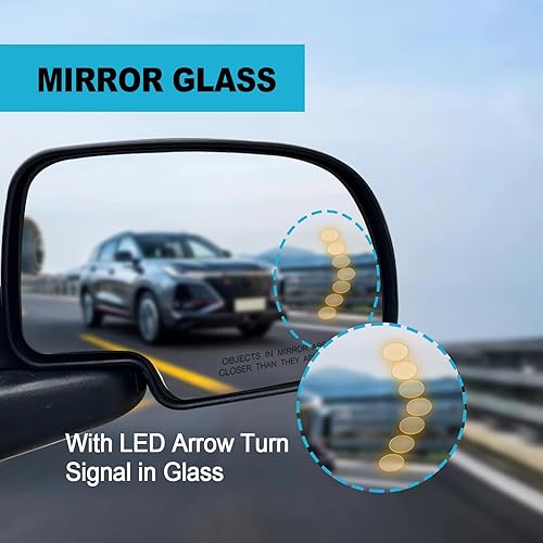 Miniatura 6 de Espejo calefactable de repuesto para Cadillac Escalade 2003-2007, espejo convexo de visión lateral con señal de giro compatible con Chevrolet