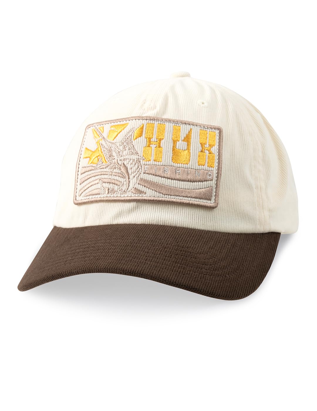 HUK Mens Fine Cord Unstructured Patch Trucker Hat Casual Adjustable Cap for Outdoor and Everyday Wear