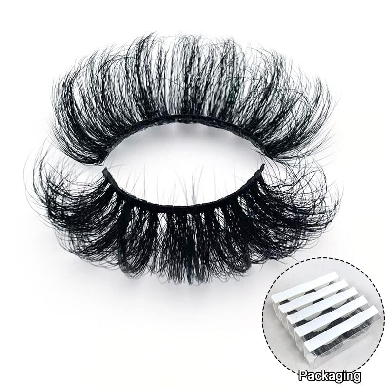 Ciglia lunghe in finto visone, effetto visone, extension per ciglia con curvatura a D, effetto 3D, 25 mm-30 mm, strisce morbide e sottili, incredibili per donne (5 paia 30 mm set2)