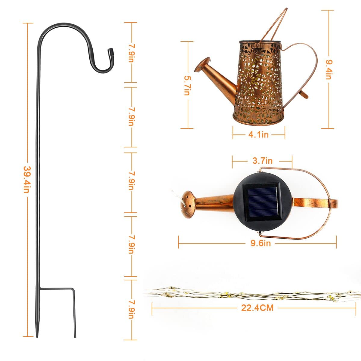 Solar Watering Can with Lights, Solar Lights Outdoor Waterproof, Solar Landscape Lights, Solar Garden Lights, with String Light for Outdoor Garden Patio Yard Pathway Walkway Party Decortive (2 Pack)