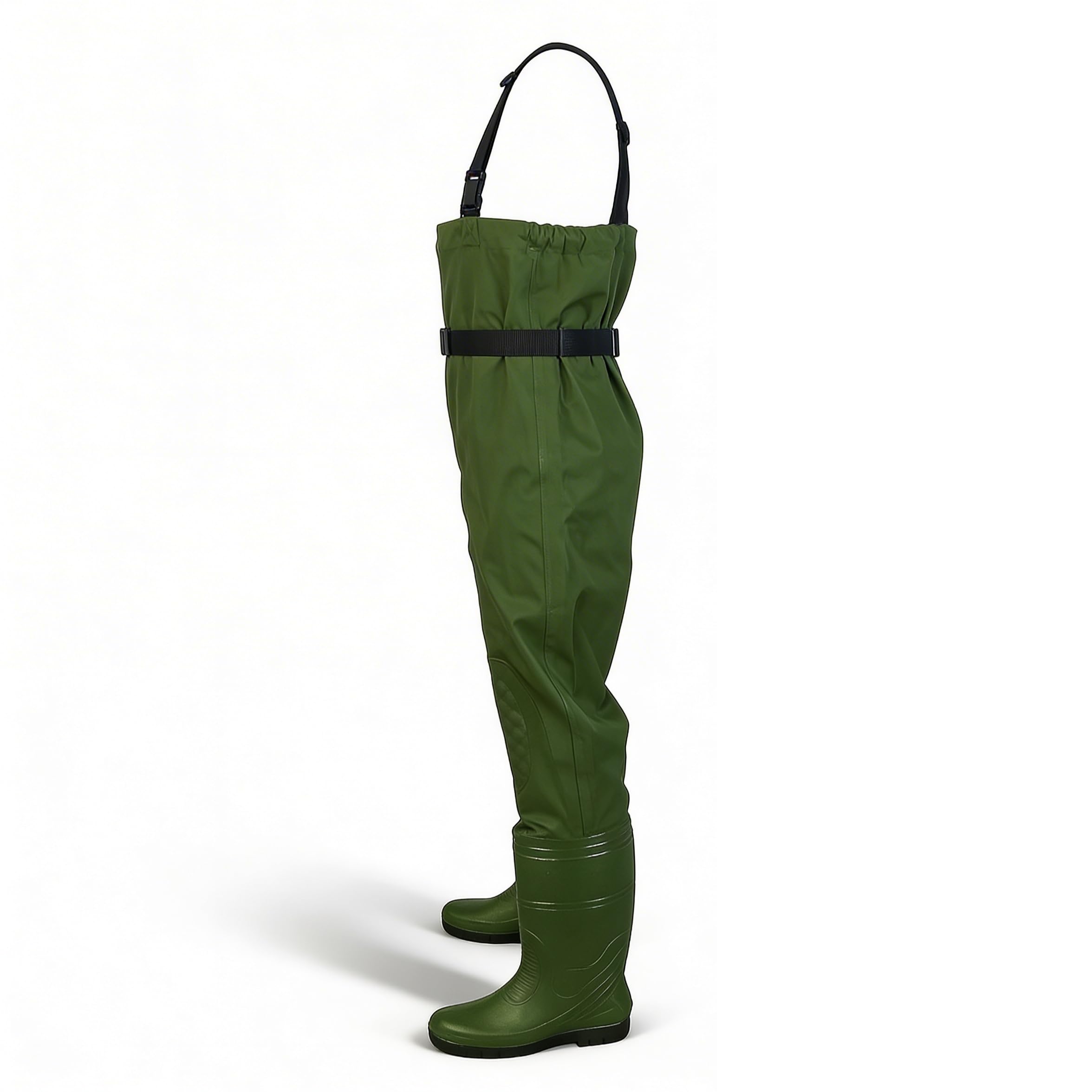 Wathose Anglerhose mit rutschfesten Gummistiefeln, Angelhose Gr. M - XL, Teichhose, Angelstiefel Watstiefel Gr. 41-45, wasserdicht