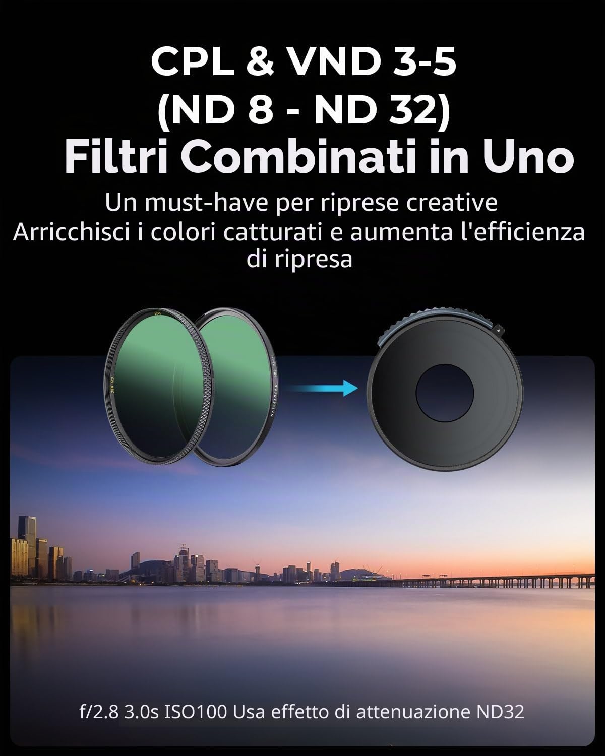 SMALLRIG Filtro CPL e VND 3-5 per DJI Osmo Action 4, che Combina ND8, ND16, ND32, CPL Fiter in uno, Filtri Polarizzatori a Densità Neutra, Accessori, Vetro Ottico HD Multistrato - 4941