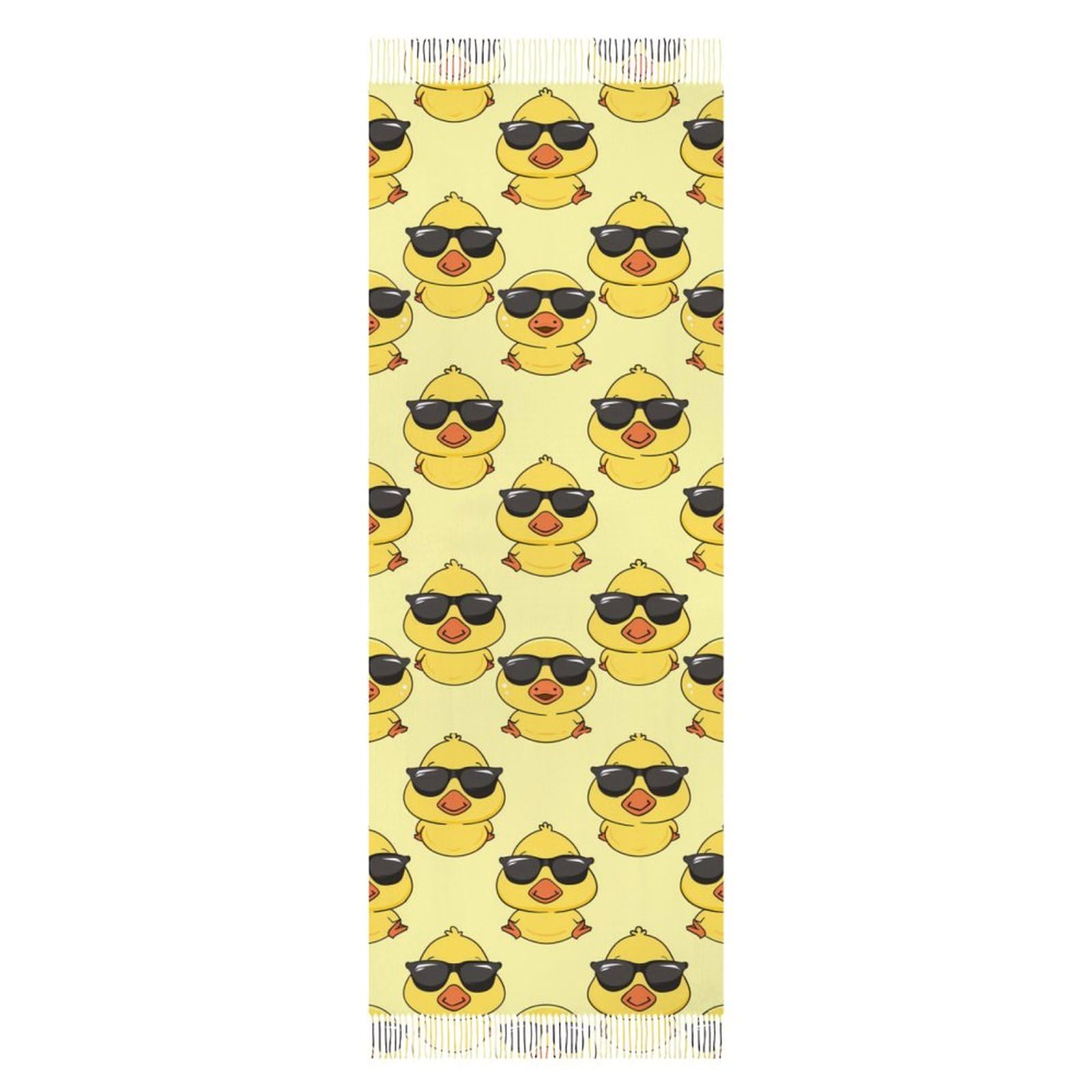 Kwqdozf Women's As Pic Cute Yellow Duck With Glasses Scarf With Tassel Pashmina Shawl And Wrap For Evening Dresses Warm Winter Gifts
